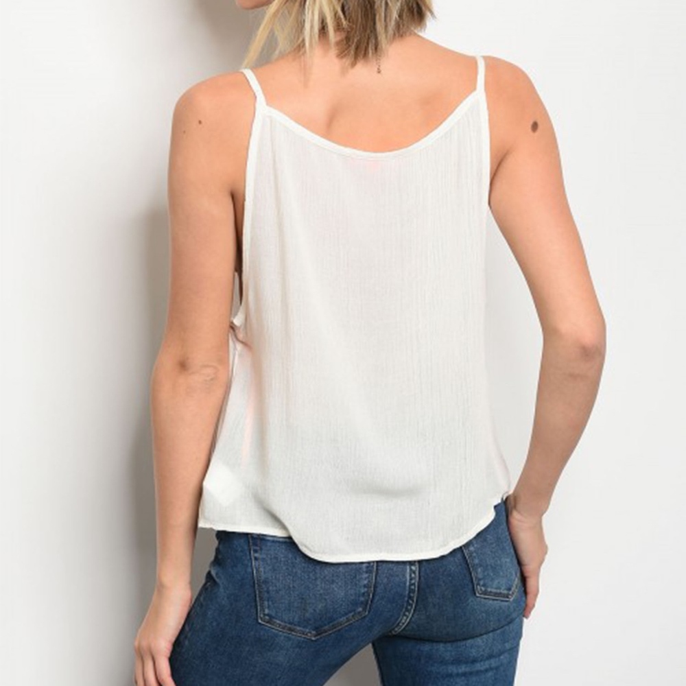 White/Ivory Lightweight Top with Embroidery Detail - Picture 2 of 3